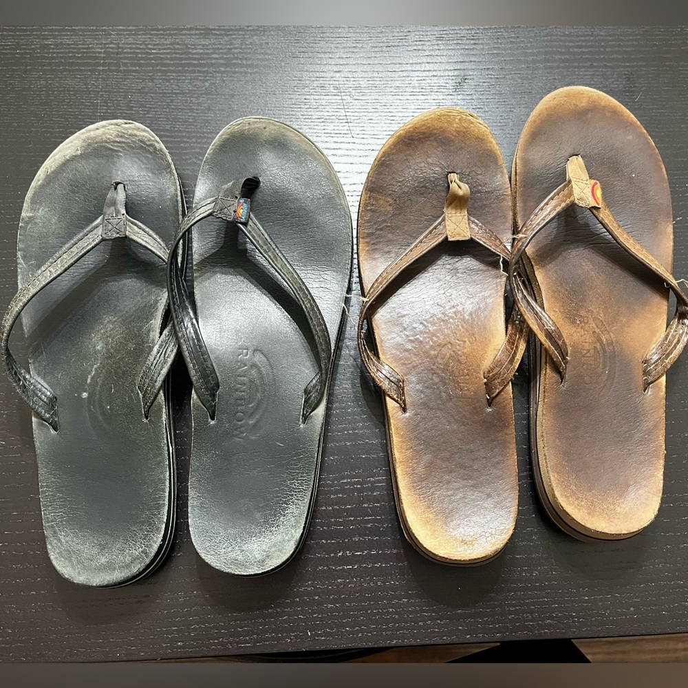 2pairs Rainbow flip flops GUC